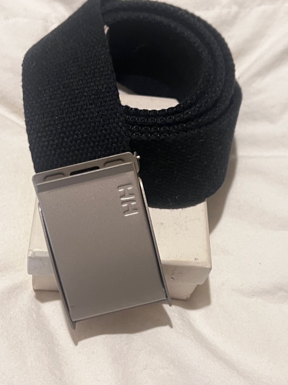 Helly Hansen Black Webbing Belt with Brushed Silver Buckle 52”x1.5”